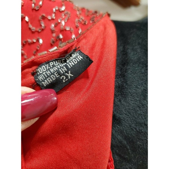 Vintage Jakelin Red 100% Rayon Long Sleeve Round Neck Knee Length Dress Size 10 - Picture 10 of 13